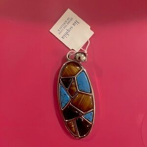 Lia Sophia Genuine Turquoise Silver Pendant Necklace Slide